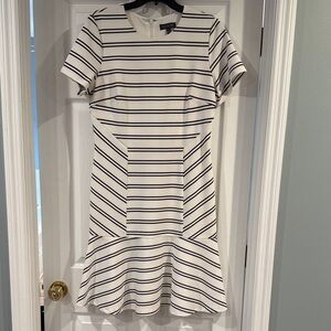 The Limited Black and White Striped Midi Dress